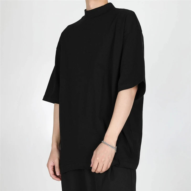 Luxury Solid Color Crew Neck Tee