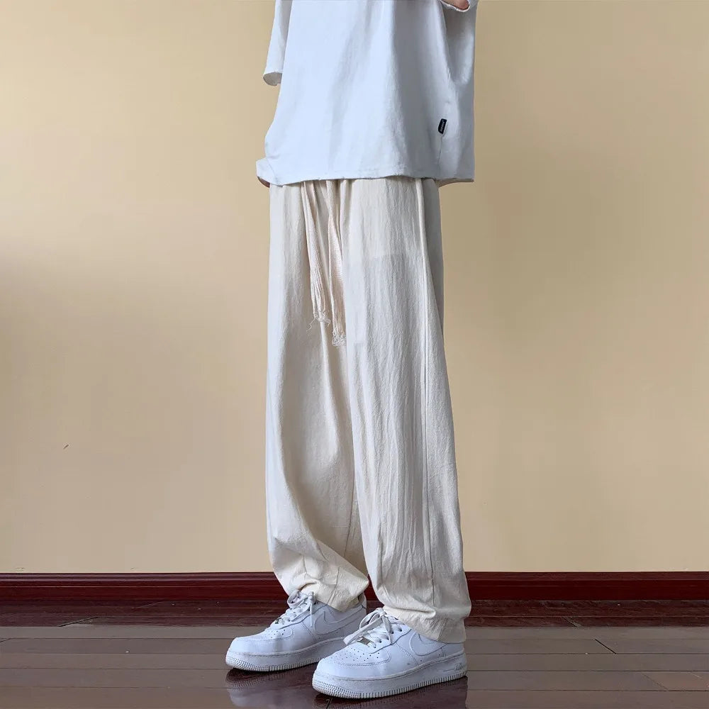 Cotton & Linen Baggy Wide Leg Pants for Men