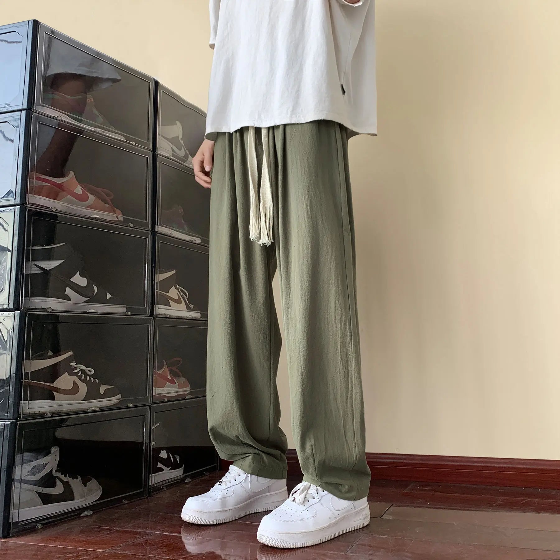 Cotton & Linen Baggy Wide Leg Pants for Men