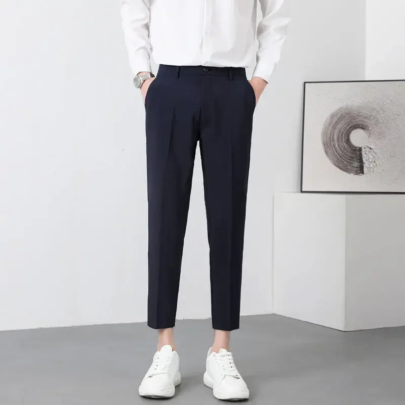 All-Match Loose Straight-Leg Ice Silk Pants for Men
