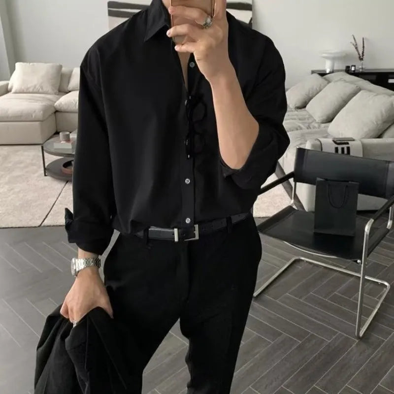 High-End Solid White Dress Shirt