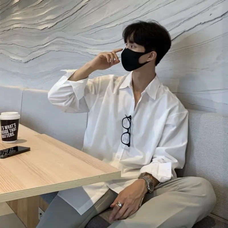 High-End Solid White Dress Shirt