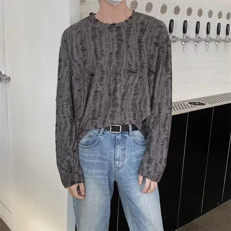 Retro Round Neck Hole T-Shirt
