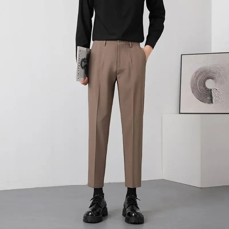 All-Match Loose Straight-Leg Ice Silk Pants for Men