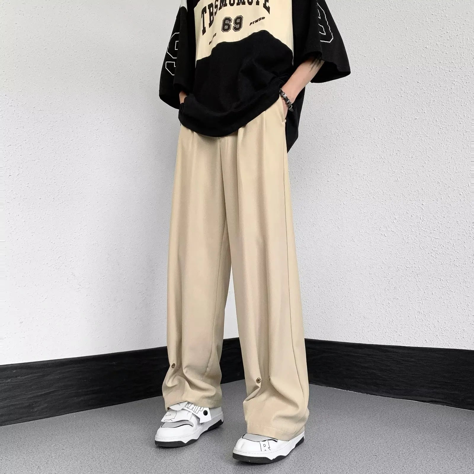 High-End Ice Silk Wide Leg Pants for Men