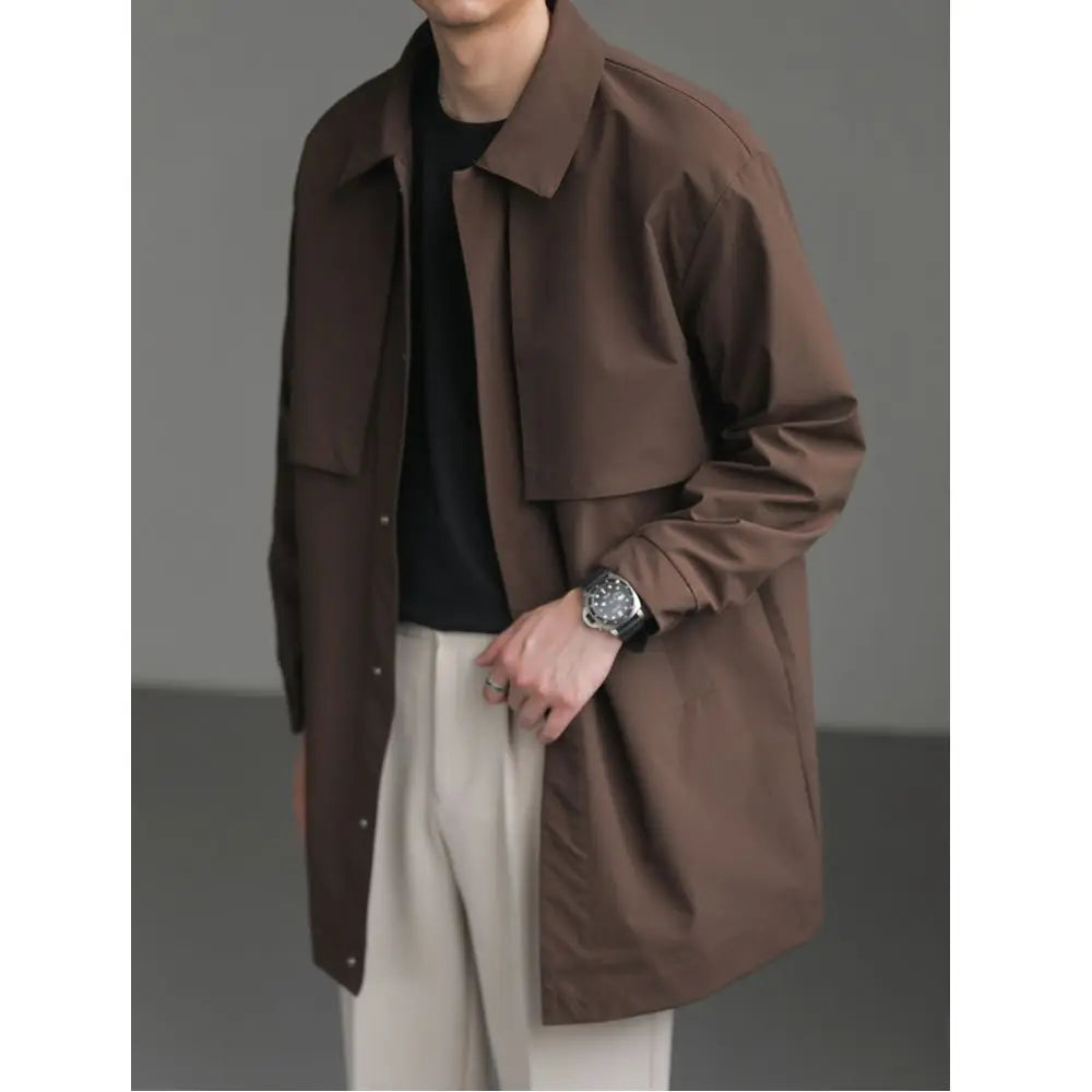 2023 Autumn Korean Mid-length Windbreaker Jacket for Men