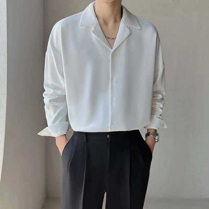 Stylish Cuban Neck Long Sleeve Shirt