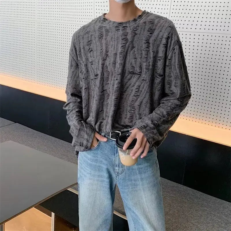 Retro Round Neck Hole T-Shirt