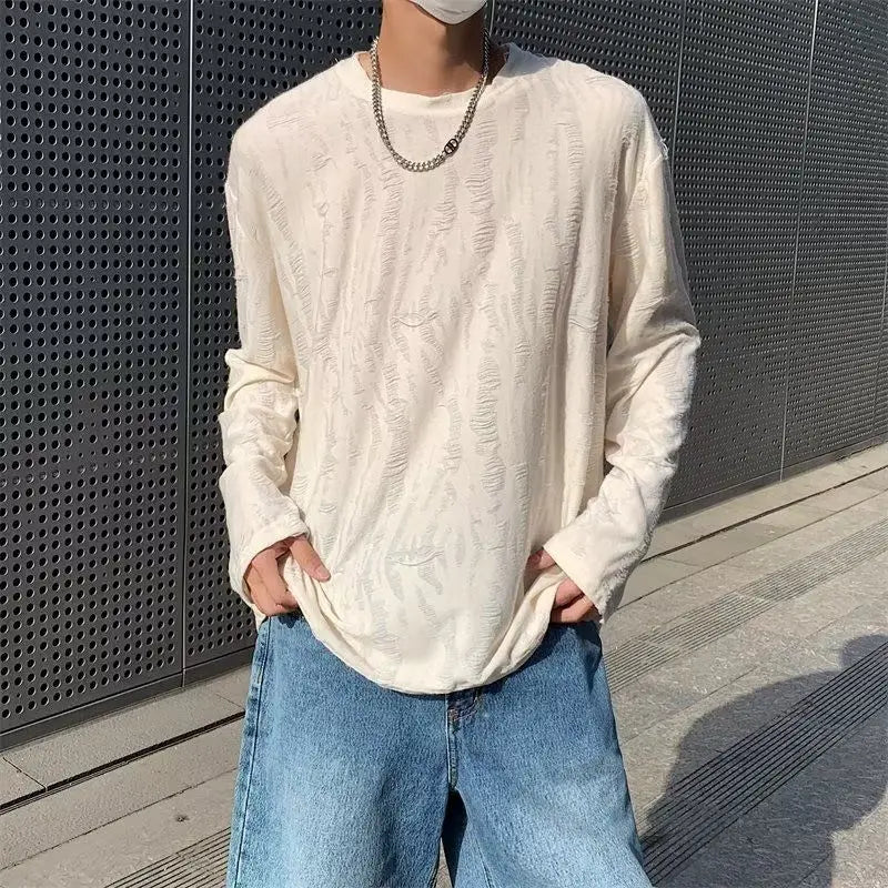 Retro Round Neck Hole T-Shirt