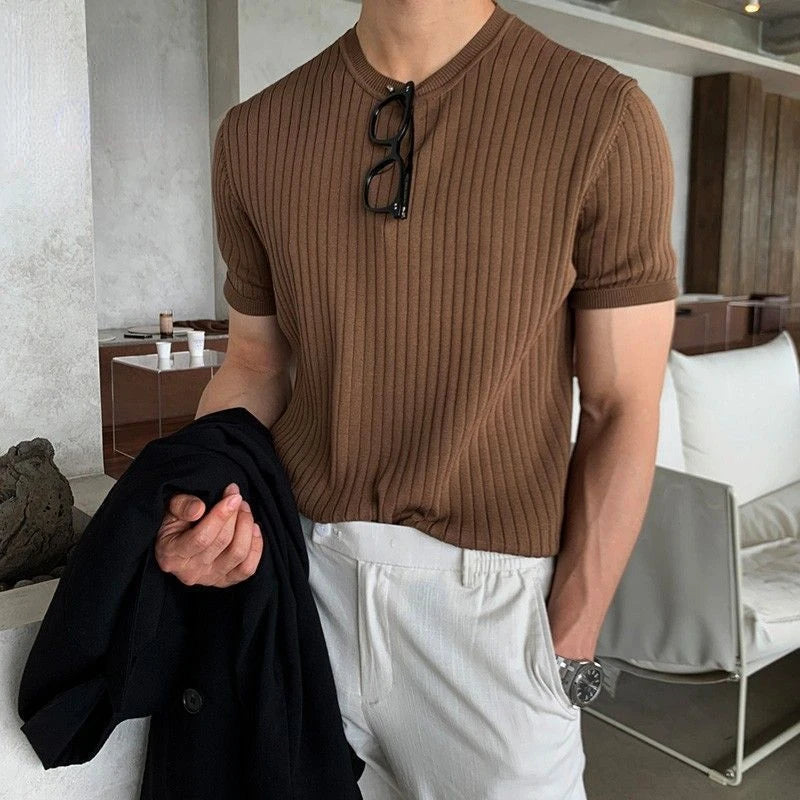 Slim Fit Knitted T-Shirt for Men