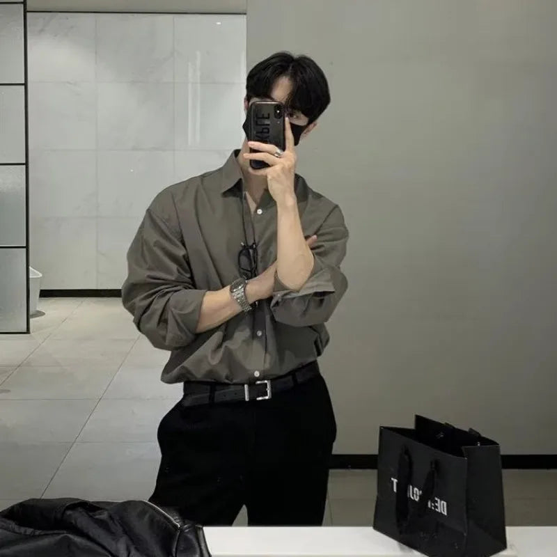 High-End Solid White Dress Shirt