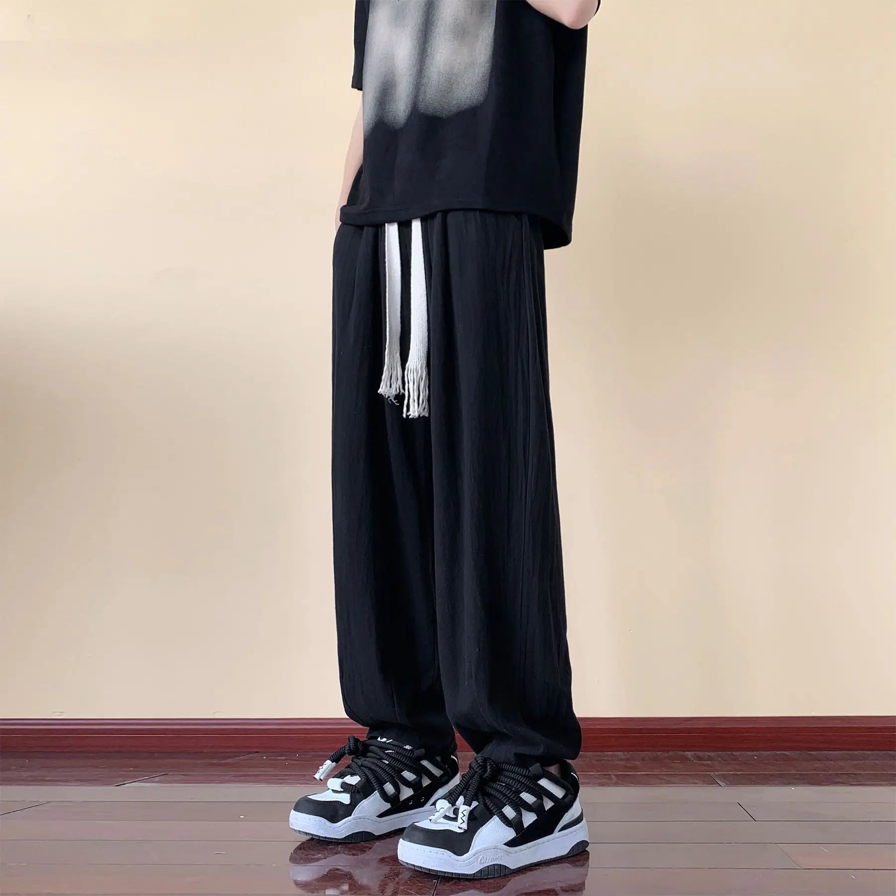 Cotton & Linen Baggy Wide Leg Pants for Men