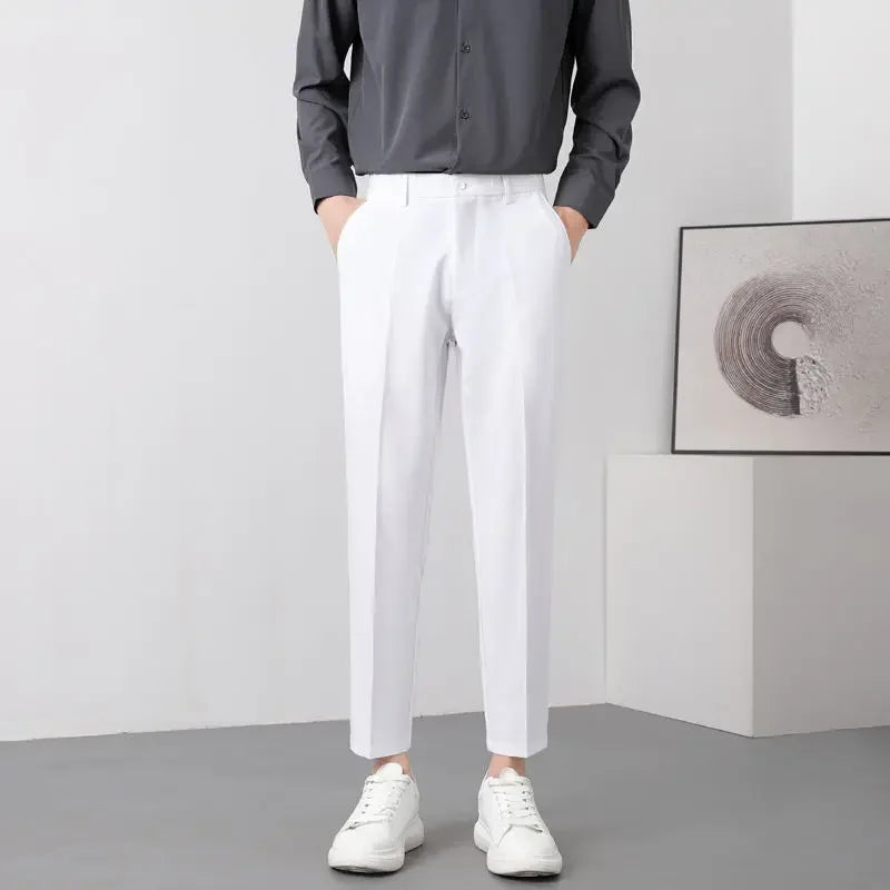 All-Match Loose Straight-Leg Ice Silk Pants for Men