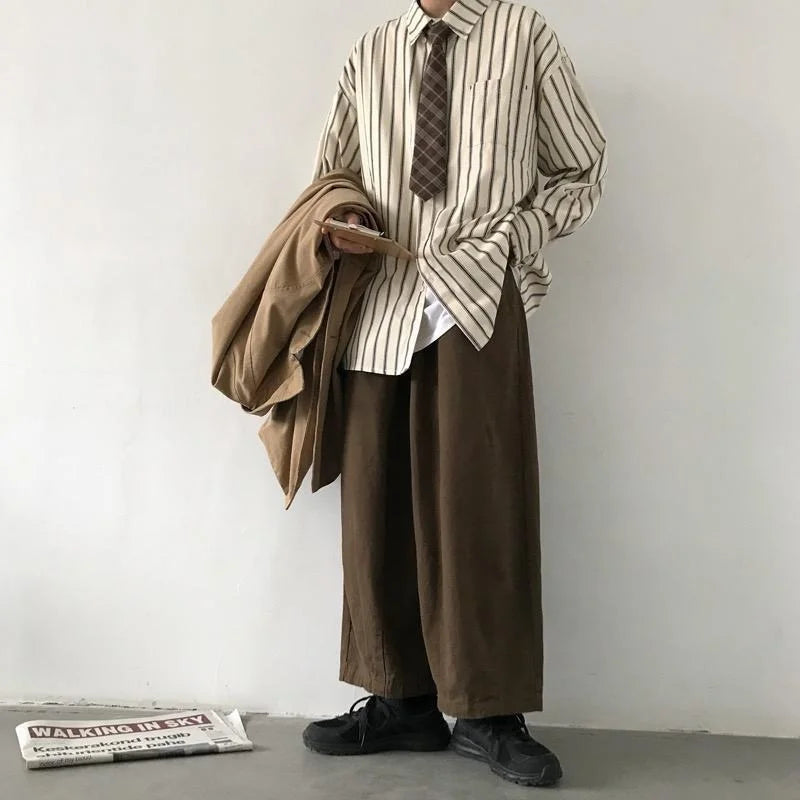 Luxury Striped Retro Lapel Shirt