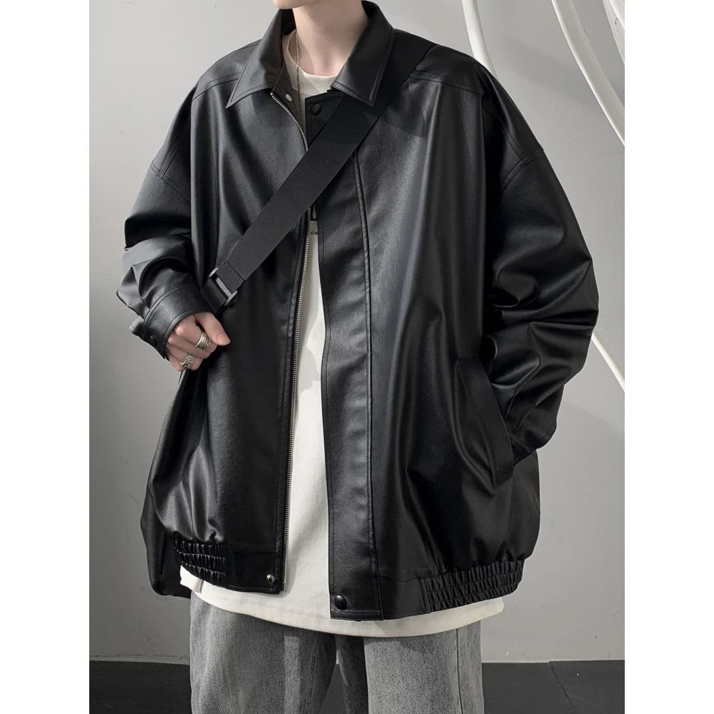 Brown PU Leather Vintage Motorcycle Jacket