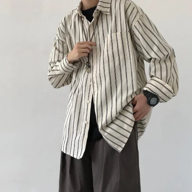 Luxury Striped Retro Lapel Shirt