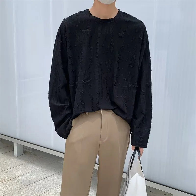 Retro Round Neck Hole T-Shirt