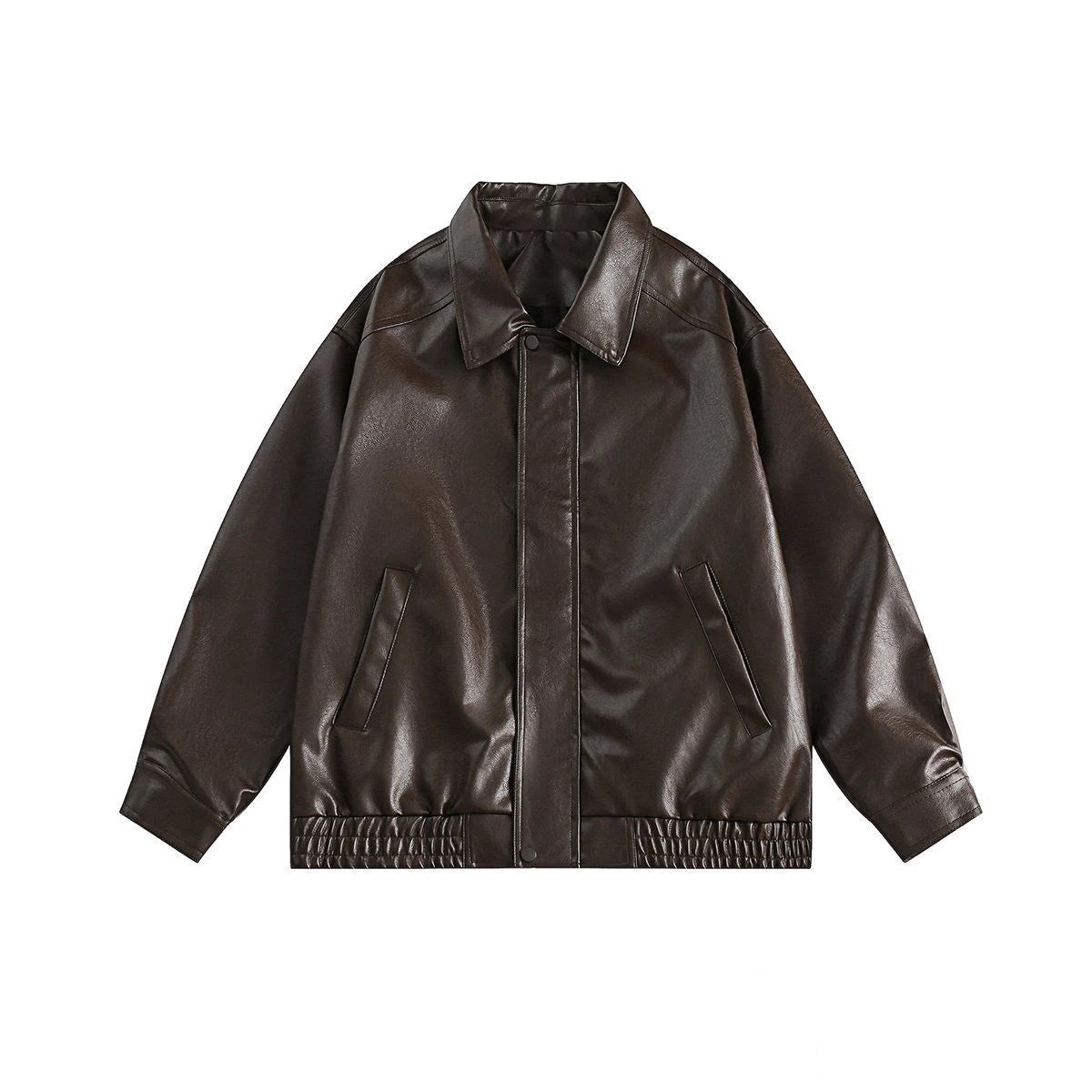 Brown PU Leather Vintage Motorcycle Jacket