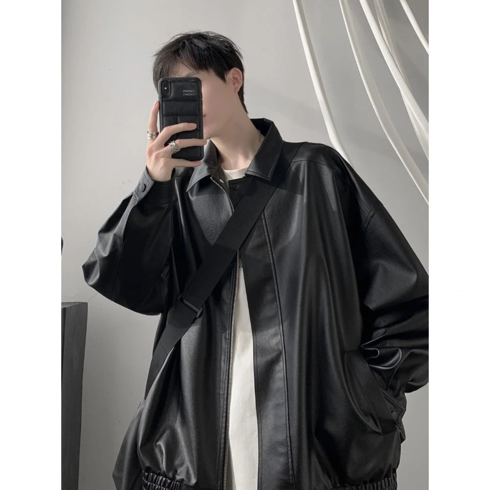 Brown PU Leather Vintage Motorcycle Jacket