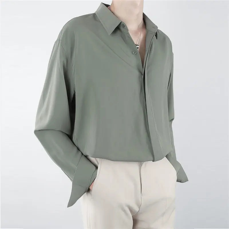 Luxury Ice Silk Drape Shirt