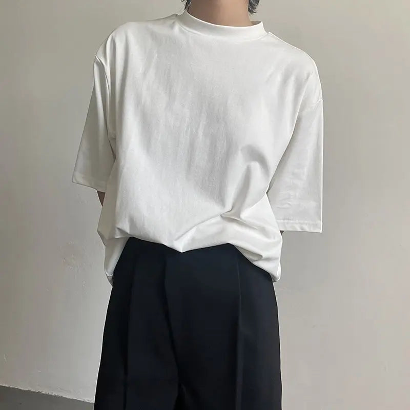 Luxury Solid Color Crew Neck Tee