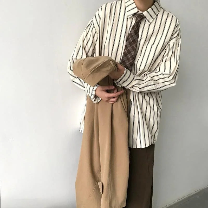Luxury Striped Retro Lapel Shirt
