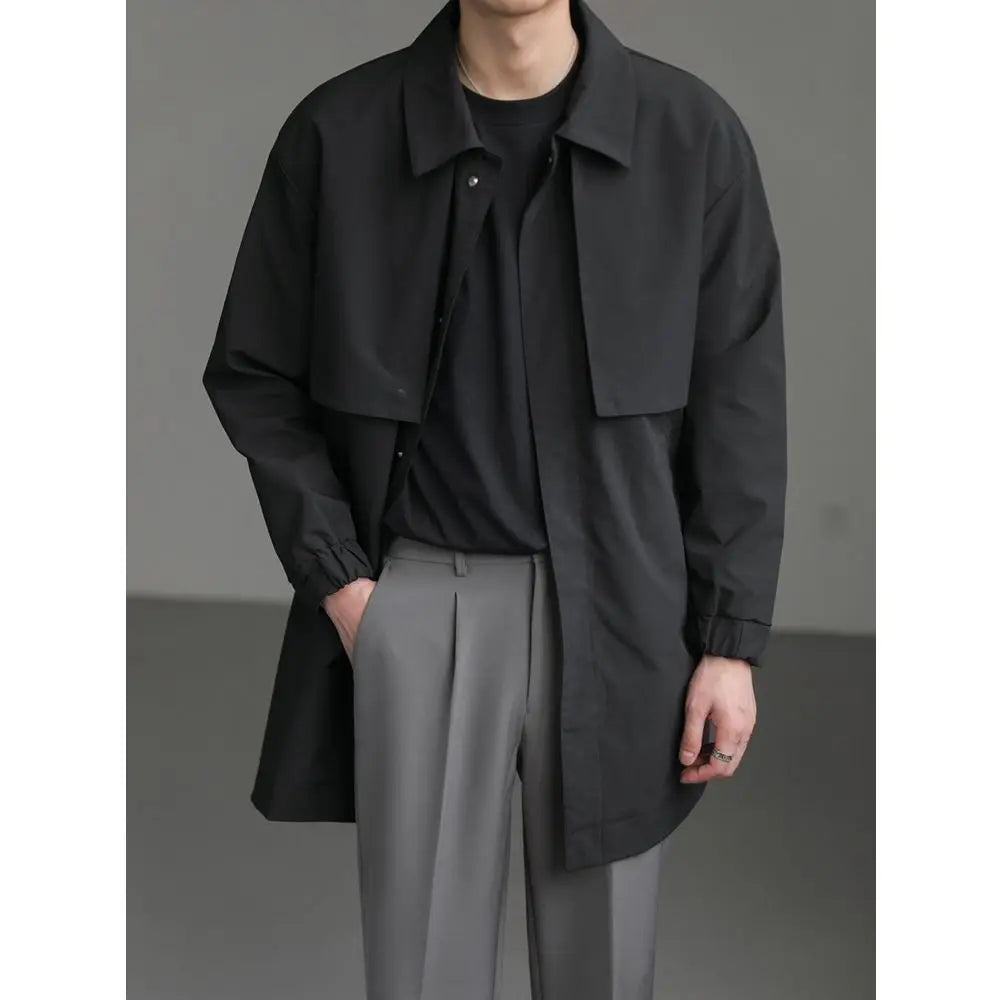 2023 Autumn Korean Mid-length Windbreaker Jacket for Men