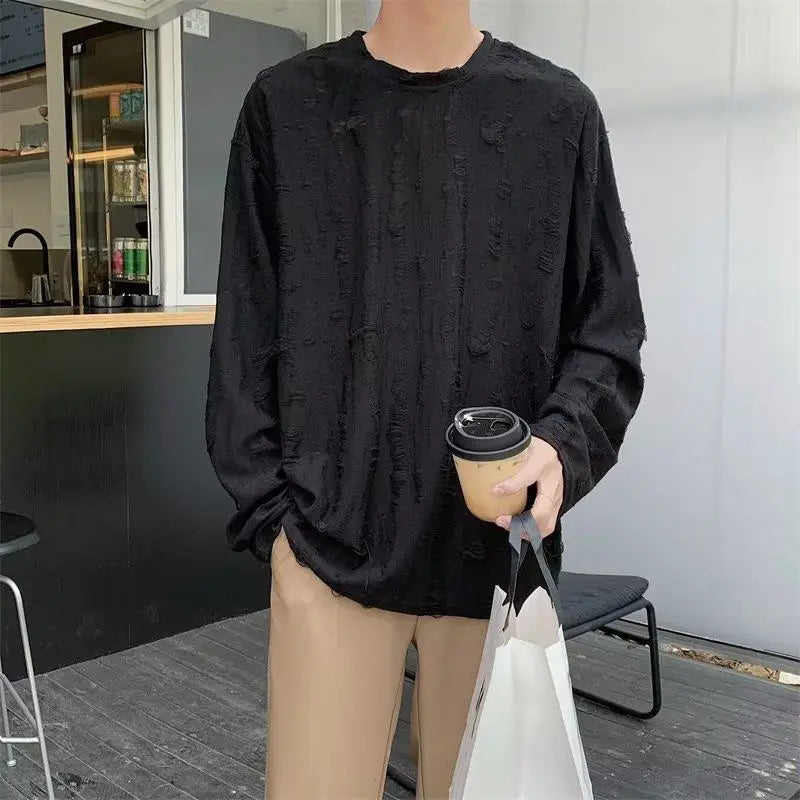 Retro Round Neck Hole T-Shirt