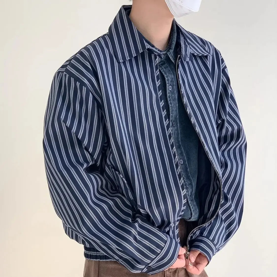 Vintage Striped Bomber Jacket