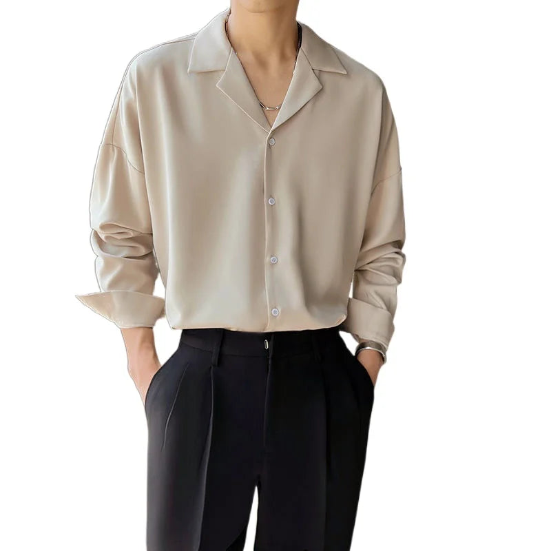 Stylish Cuban Neck Long Sleeve Shirt