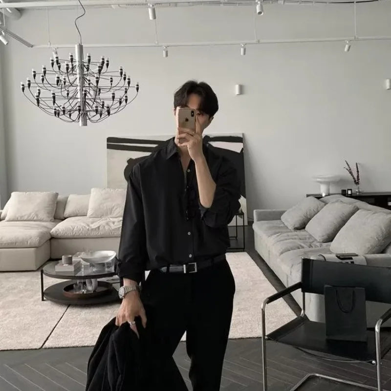 High-End Solid White Dress Shirt