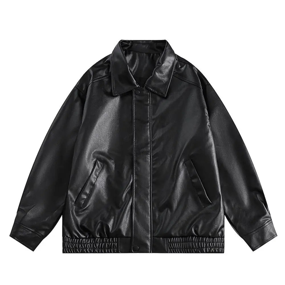 Brown PU Motorcycle Leather Jacket for Men