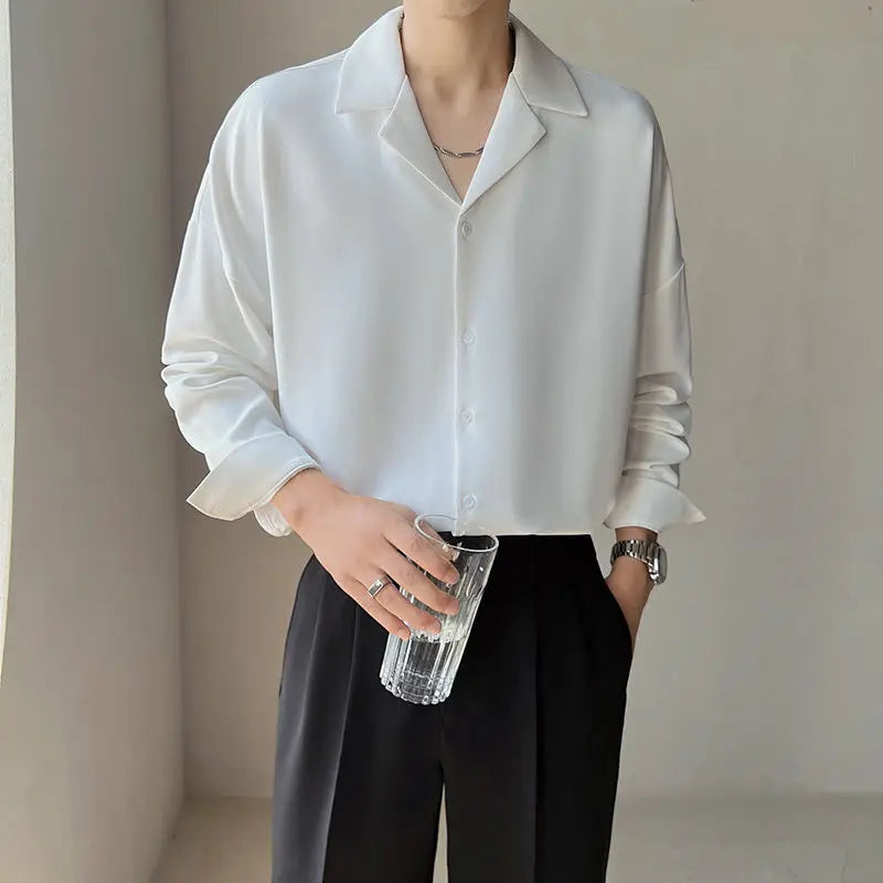Stylish Cuban Neck Long Sleeve Shirt