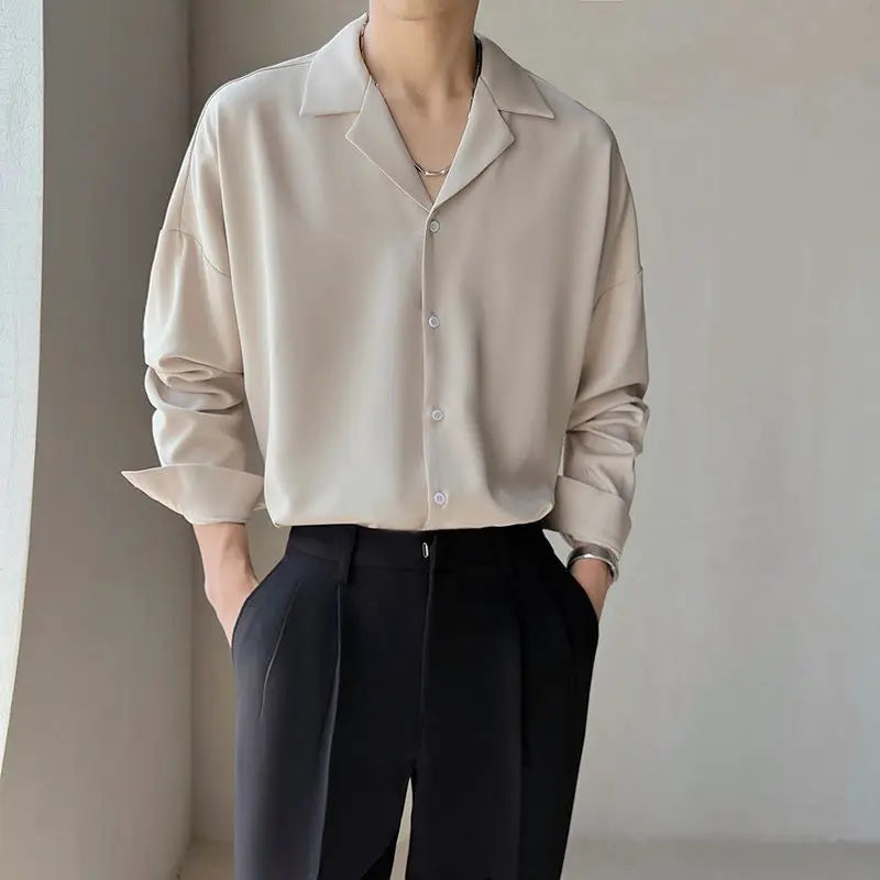 Stylish Cuban Neck Long Sleeve Shirt
