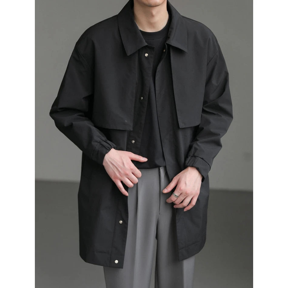 2023 Autumn Korean Mid-length Windbreaker Jacket for Men
