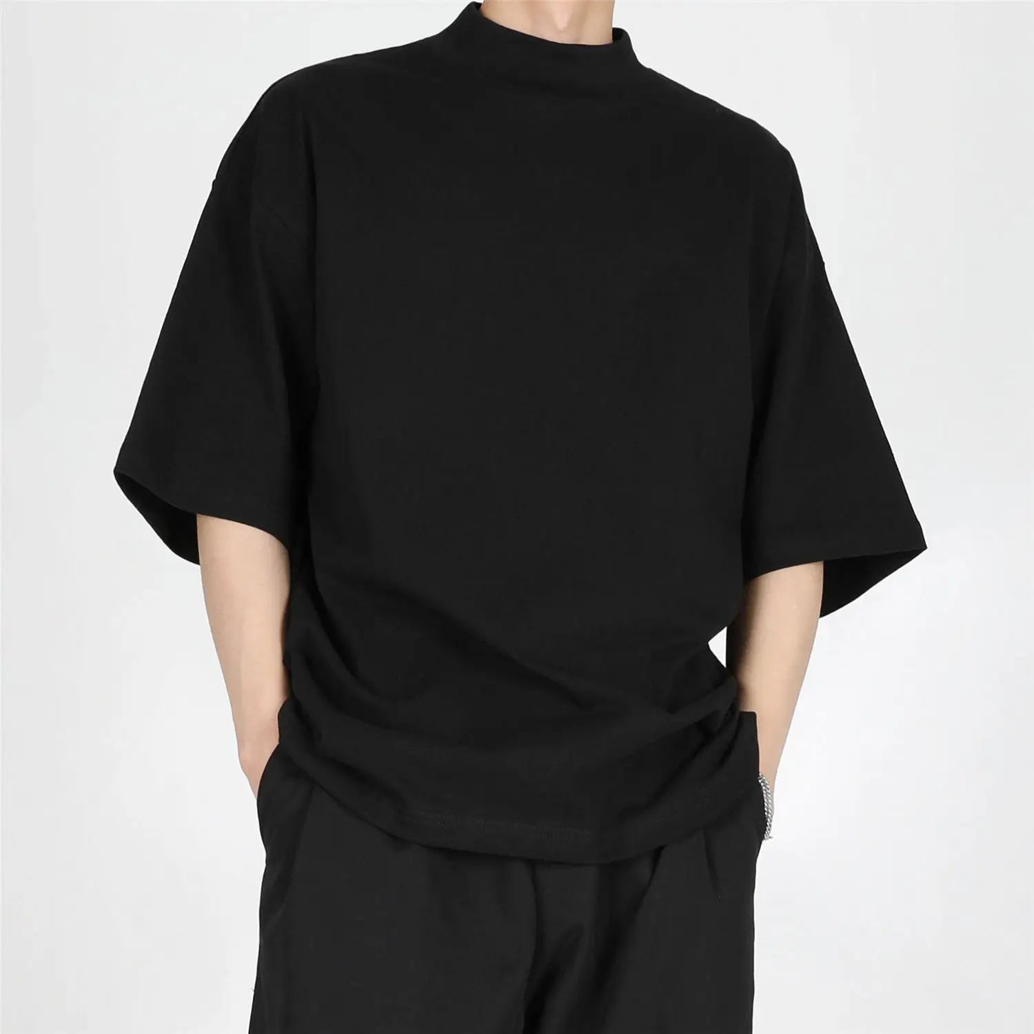 Luxury Solid Color Crew Neck Tee