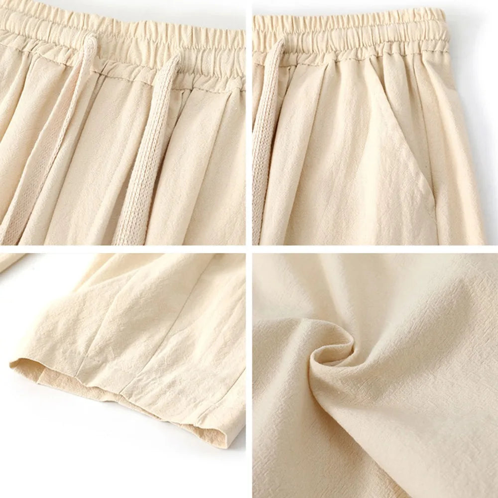 Cotton & Linen Baggy Wide Leg Pants for Men