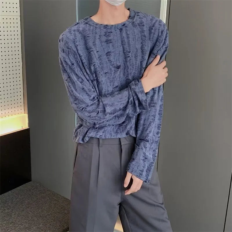 Retro Round Neck Hole T-Shirt