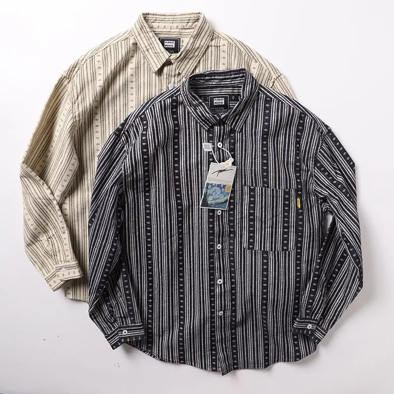 Stylish Vintage Striped Long Sleeve Shirt